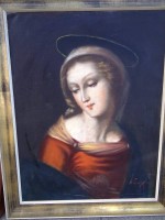 Auktion 340 / Los 4026 <br>A. Gappa oder ähnlich? "Madonna" Öl/Leinen, gerahmt, 2 Druckstellen, RG 58x45 cm