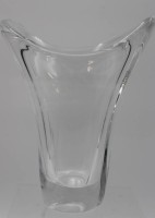 Los 10028 <br>schöne Vase, Daum France, farbloses Glas, H-22cm B-18cm, Kalkablagerungen