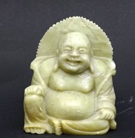 Los 15542 <br>kleiner lachender Buddha aus Speckstein H. 5,9 cm B. 5,2 cm