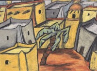 Los 4033 <br>Monogrammist E.M, orientalische Stadt, Mischtechnik, ungerahmt, BG 50 x 70cm.