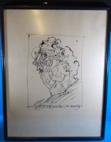 Los 5010 <br>Horst JANSSEN (1929-1995) , 1966 "Selbst ...für Griffelkunst", Lithographie, ger/Glas, RG 61x47 cm, handsigniert