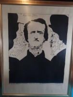 Auktion 340 / Los 5011 <br>Horst JANSSEN (1929-1995) 1966 "Edgar Ellen Poe" Lithografie, handsigniert, ger/Glas, RG 67x54 cm