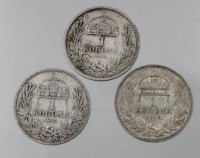 Auktion 340 / Los 6035 <br>3x Münzen, K. u. K.,  je 1 Korona, 1883-1912