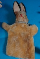 Auktion 340 / Los 12040 <br>Steiff Handpuppe, Hase, nur Knopf, H-21 cm