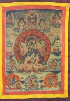 Auktion 340 / Los 15553 <br>Thangka, Darstellungen div. hinduistischer Gottheiten, älter, ca. 108 x 75cm.