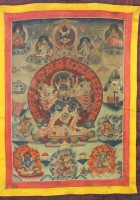 Los 15553 <br>Thangka, Darstellungen div. hinduistischer Gottheiten, älter, ca. 108 x 75cm.