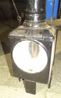 Los 16030 <br>gr. schwarze Petroleum Bahnlampe, Blech, ca. H-45cm
