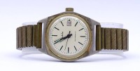 Auktion 340 / Los 2102 <br>Herren Armbanduhr "Ruhla", mechanisch, Werk läuft kurz an, D. 34,5mm, Tragespuren
