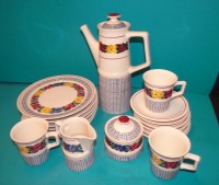 Auktion 340 / Los 9029 <br>Rest Kaffeeservice "Villeroy&amp;Boch" Mettlach, Dekor Goslar, Kaffeekern, 3 Tassen, 6 U.T., 6 Kuchenteller