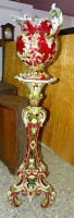 Los 9030 <br>+Majolika Blumensäule um 1880, leichte Beschädigungen, H-166 cm, Topf H-50 cm