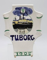 Los 9034 <br>Wand-Plakette, Tuborg 1905, Copenhagen, Aluminia, 23,3 x 17,8cm.