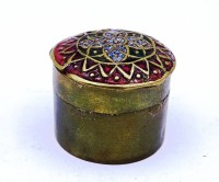Los  <br>kleine Pillendose aus Messing Orientalisch emailliert Ø 2,5 cm H. 2,2 cm