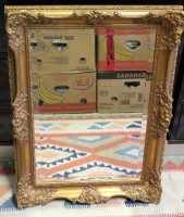 Los 14050 <br>Wandspiegel in Goldrahmen, facc. Glas, RG 73 x 53cm.