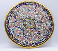 Auktion 500014 / Los  <br>Runder Teller mit Blumenmalerei, Spanien, D- 23,5cm, Goldrand