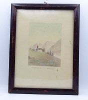 Auktion 500014 / Los  <br>Aquarell "Bergkapell", ger/Glas, RG 27x21cm