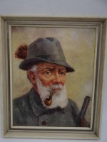 Auktion 500014 / Los  <br>kl. Kunstdruck nach W.Schölei "Alter Jäger", gerahmt, RG 34x28 cm