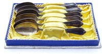 Auktion 500014 / Los  <br>6x Kaffeelöffel in Kasten, versilbert