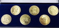 Auktion 500014 / Los  <br>6x Medaillen mit Persönlichkeiten in Schachtel, goldfarben