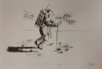 Auktion 340 / Los 5020 <br>Celestino PIATTI (1922-2007), Astronaut, Lithographie, signiert, E.A., Widmung "Für Lilly Zürcher", ungerahmt, BG 50,5 x 65,5cm.