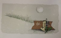 Los 5032 <br>Ossi CZINNER (1925-2014), Pärchen auf Bank, Farblithographie, ungerahmt, BG 44 x 55,5cm, Für Frau Zürcher