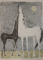 Auktion 340 / Los 5035 <br>Ossi CZINNER (1925-2014),Pferde, Farblithographie, ungerahmt, BG 56,5 x 44,5cm