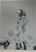 Auktion 340 / Los 5038 <br>wohl Heinrich Richter (1920-2007), Lithographie, ungerahmt, BG 75  x 56cm, Für Frau Zürcher