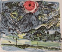 Los 5039 <br>Hannes GRUBER (1928-2016), abstrakt, Farblithographie, ungerahmt, BG 56 x 75,5cm, Für Frau Zürcher