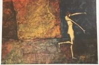 Los 5043 <br>Michele MAINOLI (1927-1991),  abstrakter weibl. Akt, Farblithographie, ungerahmt, BG 50 x 66cm, Für Frau Zürcher