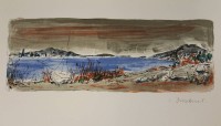 Los 5044 <br>unleserl.signiert, Küstenlandschaft, Farblithographie, ungerahmt, BG 44,5 x 56cm.