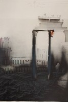 Los 5047 <br>Peter PAUL (1943-2013), Ruinen, Farblithographie, signiert, ungerahmt, BG 77,5 x 57cm, Für Frau Zürcher
