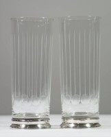Paar Longdrink-Gläser, beschliffen, Silberstand, H-16,5cm.