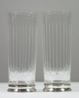 Paar Longdrink-Gläser, beschliffen, Silberstand, H-16,5cm.