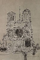 Auktion 340 / Los 5051 <br>Max Junker o.ä., Notre Dame, Lithographie, ungerahmt, signiert, ungerahmt, BG 45 x 33,5cm.