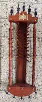Auktion  / Los 14080 <br>Teller-Regal, 19. Jhd., Namenschild, Altersspuren, wurmstichig, ca. H-86cm B-30cm T-17,5cm