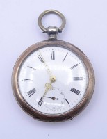 Auktion 500014 / Los  <br>Herren Taschenuhr , Schlüsselwerk, Silbergehäuse 800/000, D. 48,2mm, Funktion nicht überprüft, Alters- und Gebrauchsspuren