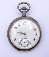 Auktion 500014 / Los  <br>Herren Taschenuhr , Rückendeckel fehlt, mechanisch, Werk läuft, Zifferblatt defekt, D. 46,5mm