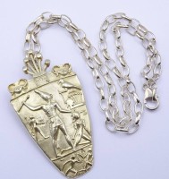 Los 1019 <br>935er Silber Anhänger mit Halskette, Kette Silber 925/000, zus. 27g., Kette l. 50cm, Anhänger L. 6,5cm
