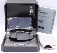 Los 2002 <br>Herren Armbanduhr "Rado", Diastar, Keramikband, Gehäuse 2,7x3,3cm, Werk steht (Zeit nicht einstellbar) Krone lose?
