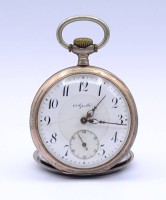 Auktion 341 / Los 2007 <br>Herren Taschenuhr "Apollo", Silbergehäuse 800/000, mechanisch, Werk läuft, D. 48mm, Alters- und Gebrauchsspuren, Zifferblatt mit Riss