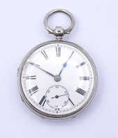 Los 2009 <br>Englische Taschenuhr "Savory &amp; Sons" Cornhill London,Silbergehäuse, D. 42mm, Schlüsselwerk, Schlüssel nicht anbei, Funktion nicht überprüft, Glas mit Beschädigung