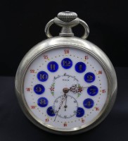 Los 2012 <br>Eisenbahneruhr bez. NIGA Anti Magnétique , Metallgehäuse , Emailliertes Zifferblatt unbeschädigt , Uhr läuft Ø67mm