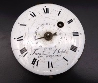 Los 2021 <br>Altes Taschenuhrenwerk des Herstellers Franz Bruder in Samedan Emailliertes Zifferblatt Funktion nicht geprüft Ø 46mm