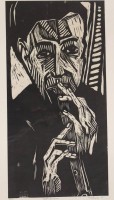 Los 5000 <br>unleserl. signierter, Flötenspieler, Holzschnitt, Nrt. 8/20, ger./Glas, RG 70,5 x 50,5cm.