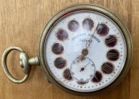 grosse Taschenuhr System Roskopf, Rückdeckel und Drehschraube fehlt, Werk defekt,D-7 cm