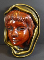 Mädchenkopf aus Achatit, Mod. Nr. 1077, 50/60er J., 26x17 cm