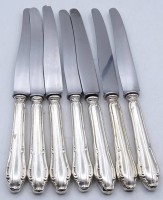 Los 11021 <br>7x Menue-Messer, Silbergriffe-800-, gut erhalten, L-21 cm, Ziermonogramm S
