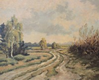 Auktion 341 / Los 4007 <br>Ernst Troch (1925-1996), norddt. Landschaft, Öl/Hartfaser, gerahmt, RG 73,5 x 88cm.