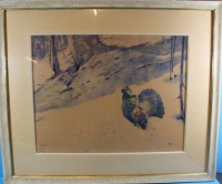 Los 4016 <br>Ludwig HOHLWEIN (1874-1949) , München, "Auerhahn im Schnee" grosses Aquarell, 34x43 cm MG ger/Glas, RG 53x62 cm