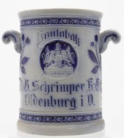 Auktion 341 / Los 9003 <br>alter Kautabaks-Topf, Oldenburg, Deckel fehlt, graues Steinzeug, H-19cm