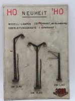 Los 12001 <br>2x Modell-Lampen und 1x Oberleitungsmast, H0, KHB, älter
